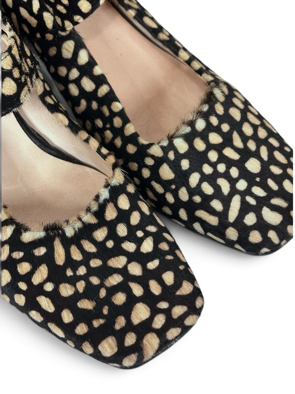 Poppy Barley Calf Hair Mary Jane Block Heel Pumps Spotted Leather 9.5 — image 4 of 8